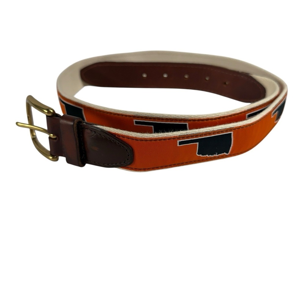 State Traditions Size 38 Belt OSU Oklahoma State Orange Solid Brass Buckle USA
